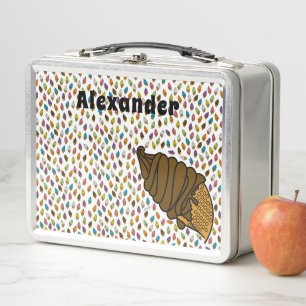 Eigener Text für Eiscreme mit farbiger Schokolade Metall Brotdose