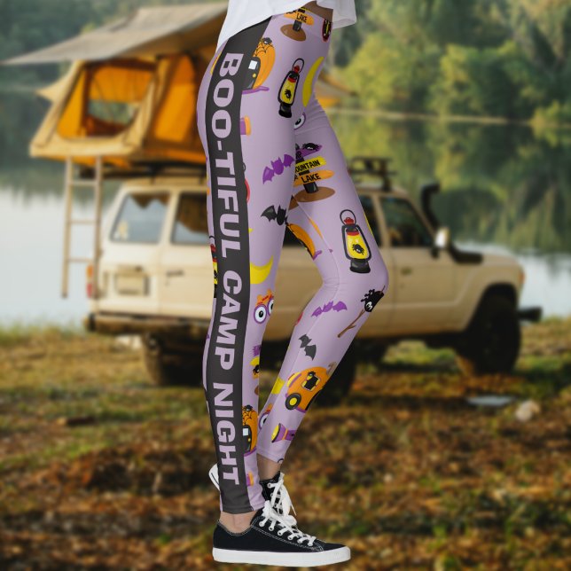 Eigener Text Halloween schöne Camp-Nacht Leggings (Von Creator hochgeladen)
