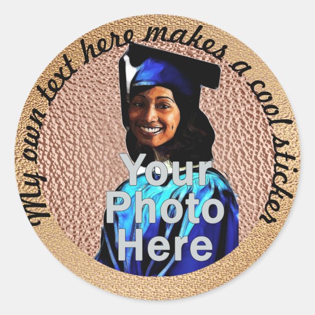 Eigener Text hier Foto Copper Runder Aufkleber (Vorderseite)