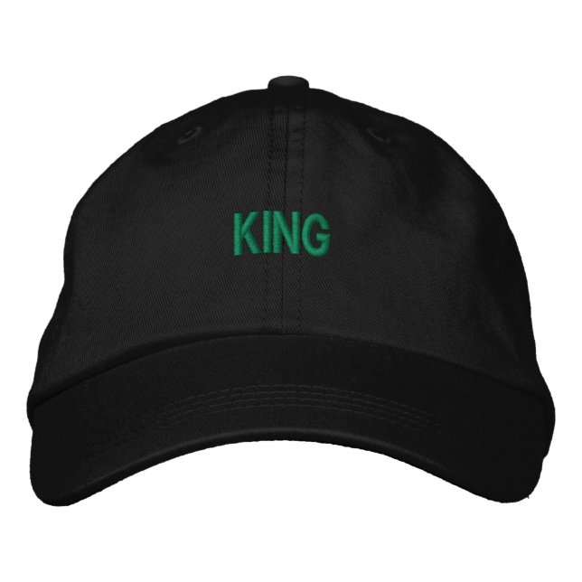 Eigener Text King Name gedruckt Elegant-Hat Schwar Bestickte Baseballkappe (Vorderseite)