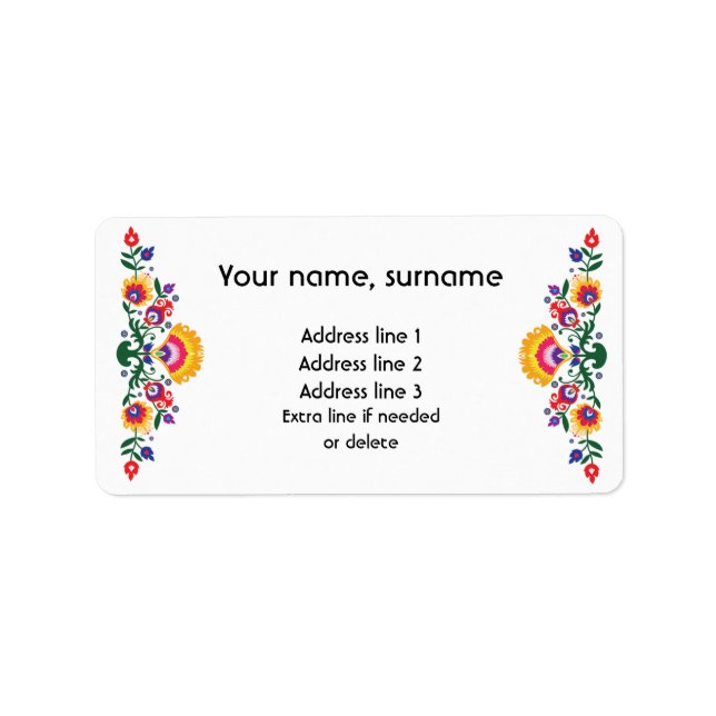 Eigener Text Polnischer Folklore Wycinanki Adressaufkleber (Vorne)