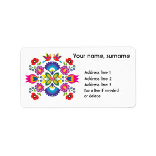 Eigener Text Polnischer Folklore Wycinanki Adressaufkleber