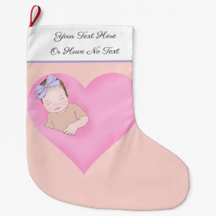 Eigener Text   Schlafen Baby Liebe Rosa Herz Großer Weihnachtsstrumpf
