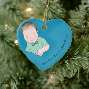 Eigener Text Schlafsäugling Baby Boy Liebe Blue Keramik Ornament