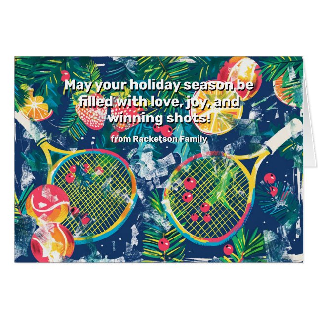 🎾 🎄 eigener Text, Tennis festlicher Tennisspass! (Vorderseite (Horizontal))