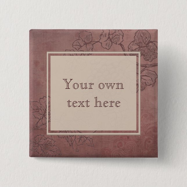 Eigener Text von Burgund Wein Grapevine Button (Vorderseite)