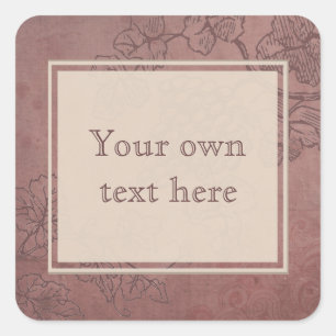 Eigener Text von Burgund Wein Grapevine Quadratischer Aufkleber