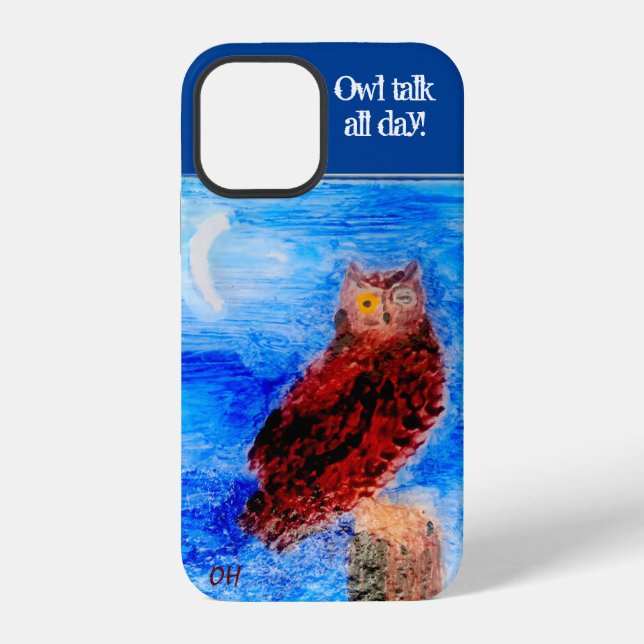 Eigener Text von Funny Owl initiiert iPhone Hülle (Rückseite)