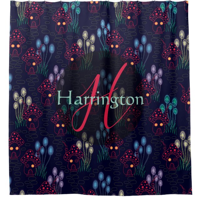 Eigener verzauberter Pilzwald Duschvorhang (Vorderseite)