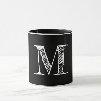 Eigener weißer Chalkboard Monogram Black Tee Kaffe Tasse