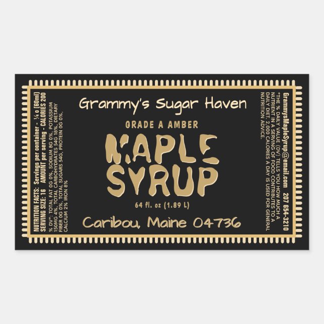 Eigenes Ahornsirup-Etikett mit Nährwertangaben Rechteckiger Aufkleber (Vorderseite)