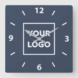 Eigenes, benutzerdefiniertes Firmenlogo für Navy B Quadratische Wanduhr