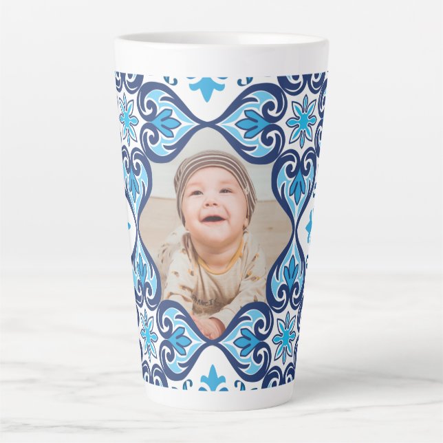Eigenes Bild, blau-weiß Azulejos Milchtasse (Vorderseite)