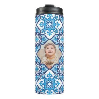 Eigenes Bild, blau-weiß Azulejos Thermosbecher