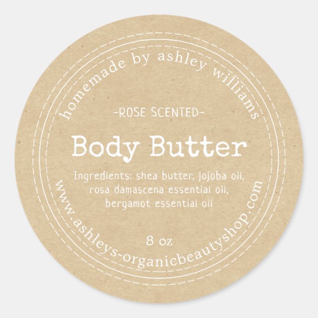 Eigenes Body Butter Kraft Bio Business Label Runder Aufkleber (Vorderseite)