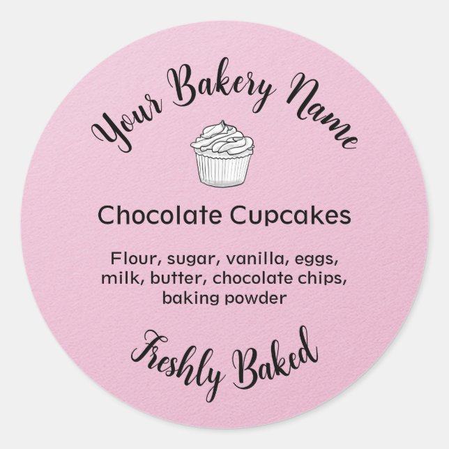 Eigenes Cake-Business-Logo Bake Label Rosa Runder Aufkleber (Vorderseite)