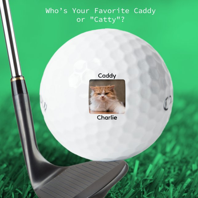 Eigenes Chat-Foto erstellen Personalisiert Golfball (Cat Photo Personalized with name. Funny and cute golfer gift.)
