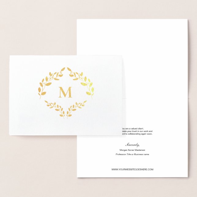 Eigenes Firmenlogo Laurel Wreath Monogram Folienkarte (Anzeige)