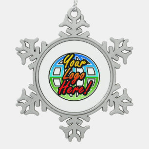 Eigenes Firmenlogo oder Werbeaufdruck Schneeflocken Zinn-Ornament