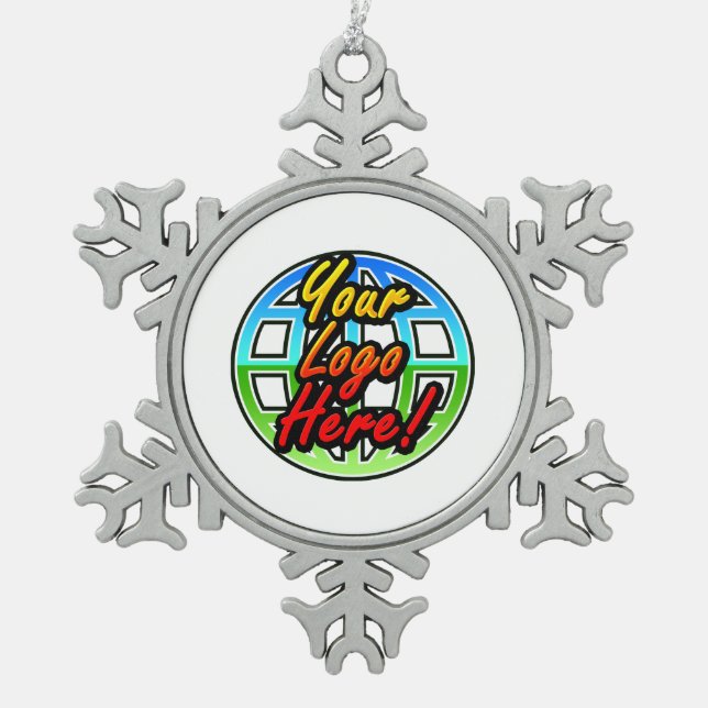 Eigenes Firmenlogo oder Werbeaufdruck Schneeflocken Zinn-Ornament (Vorderseite)