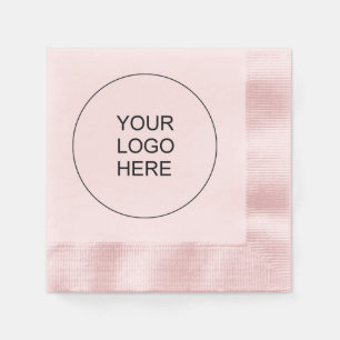 Eigenes Firmenlogo Text  Pink geprägter Cocktail Serviette