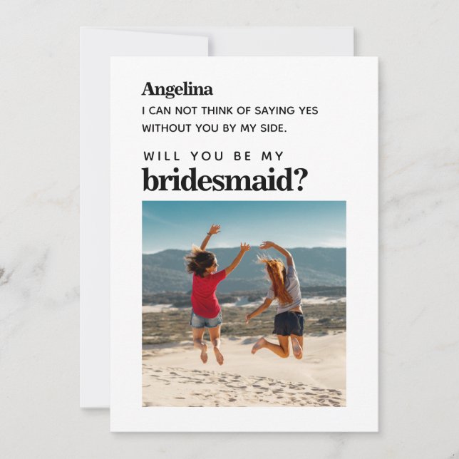 Eigenes Foto Einfache Elegante Bridesmaid Vorschla Einladung (Vorderseite)