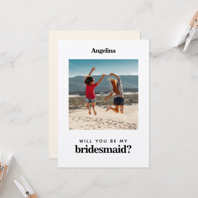 Eigenes Foto Einfache Elegante Bridesmaid Vorschla Einladung (Vorderseite/Rückseite Beispiel)