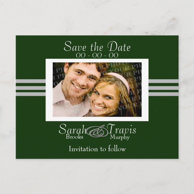Eigenes Foto hinzufügen - Grün Ankündigungspostkarte (Vorderseite)
