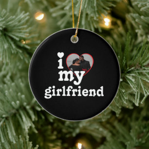 Eigenes Foto Ich liebe meine Freundin Valentinstag Keramik Ornament