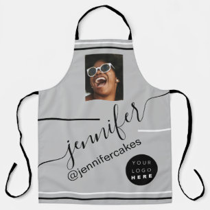 Eigenes Foto-Logo Kaffee-Shop Cake Eis Creme Grau Schürze