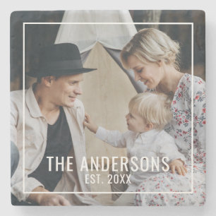 Eigenes Foto mit Familienname und Gründungsjahr Steinuntersetzer