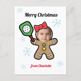 Eigenes Foto Pickleball Gingerbrot Girl Postcard Postkarte