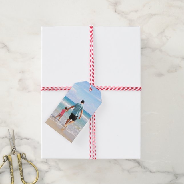 Eigenes Foto und/oder Text hinzufügen Geschenkanhänger (Mit Garn)