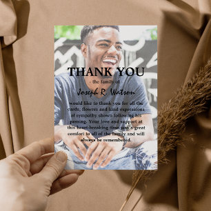 Eigenes Foto und Text Modernes Beileid hinzufügen Dankeskarte