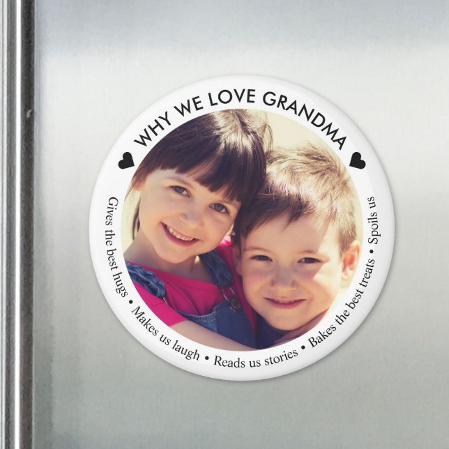 Eigenes Foto Warum wir Oma lieben Magnet (Custom Photo Why We Love Grandma Magnet)