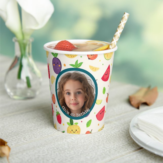 Eigenes Fruchtmotiv Foto und Name Pappbecher (In Situ)