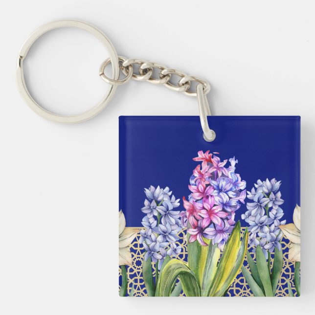 Eigenes Frühjahr blüht blau Schlüsselanhänger (Vorderseite)