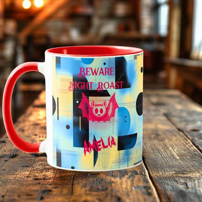 Eigenes Halloween - Lebhaftes Rotes Basar-Nachtros Tasse (Von Creator hochgeladen)