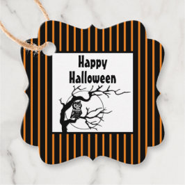 Eigenes Halloween-Owl auf dem Zweig mit dem Mond Geschenkanhänger