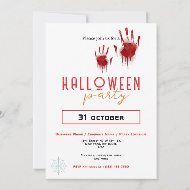 Eigenes Halloween-Party von Bloody Handprint Einladung (Vorderseite)