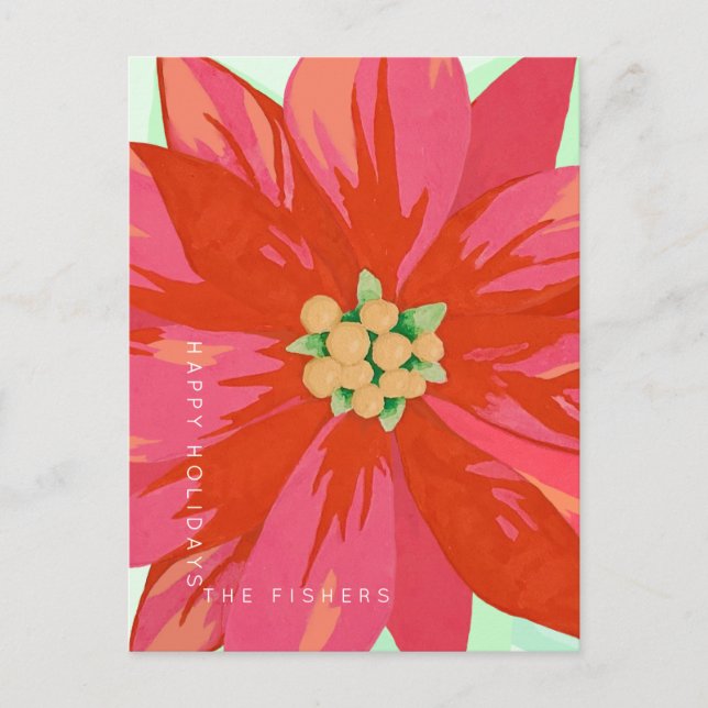 Eigenes, handgemaltes Poinsettia-Design Postkarte (Vorderseite)