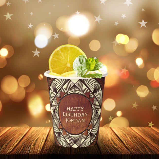 Eigenes Holz Rustikale moderne Maskuline Geburtsta Pappbecher (Von Creator hochgeladen)