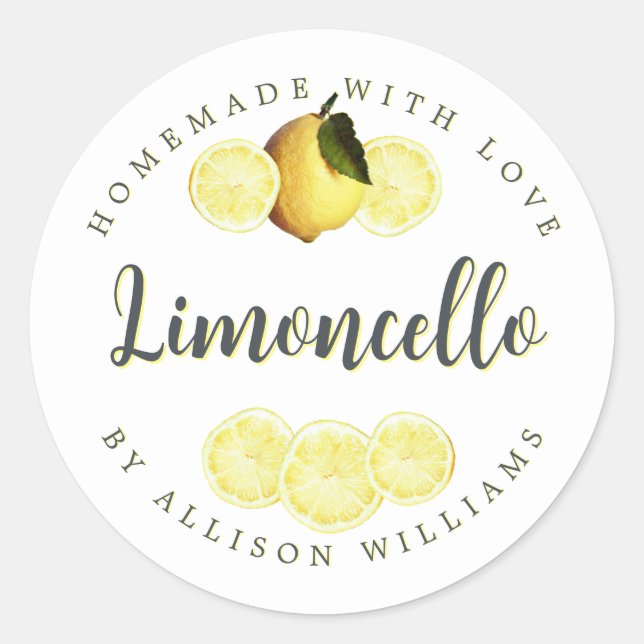 Eigenes Limoncello-Label Runder Aufkleber (Vorderseite)