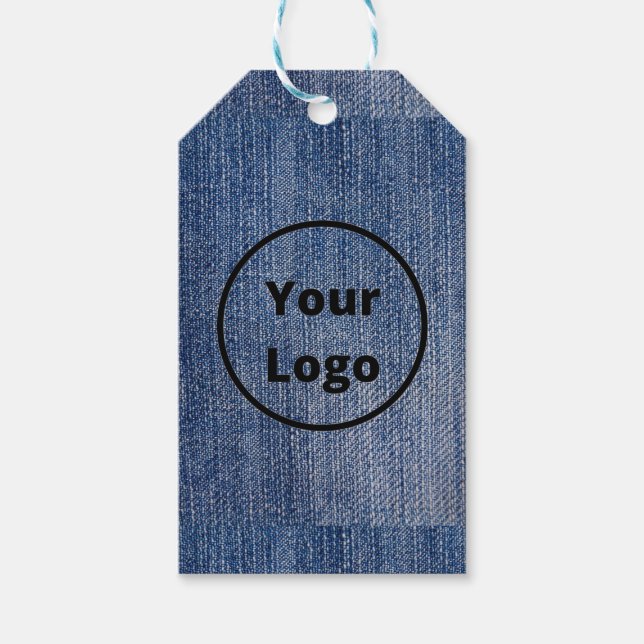 Eigenes Logo, blau, denim Druck Geschenkanhänger (Vorderseite)