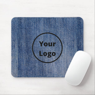 Eigenes Logo, blau, denim Druck Mousepad