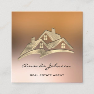 Eigenes Logo House Real Anwesen Agent Zuhause Gold Quadratische Visitenkarte