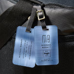 Eigenes Logo Mit Monogramm Blue Brushmetal Gepäckanhänger<br><div class="desc">Custom Logo Mit Monogramm Blue Brushed Metal Gepäckmarke. Personalisieren Sie es mit Ihren Daten und Ihrem Firmenlogo.</div>