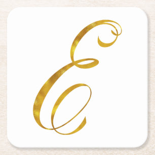 Eigenes Monogramm E-Imitat Gold Foil Monogramme Rechteckiger Pappuntersetzer