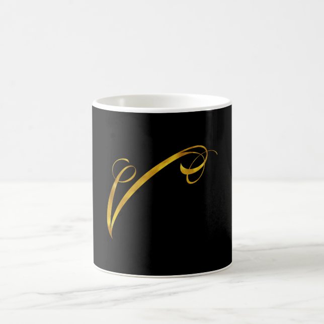 Eigenes Monogramm V-Imitat Gold Foil Monogramme Tasse (Mittel)