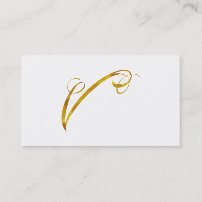 Eigenes Monogramm V-Imitat Gold Foil Monogramme Visitenkarte (Vorderseite)